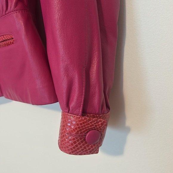 H&H Leather Vintage Pink and Red Jacket, Size 10 - Picture 6 of 13